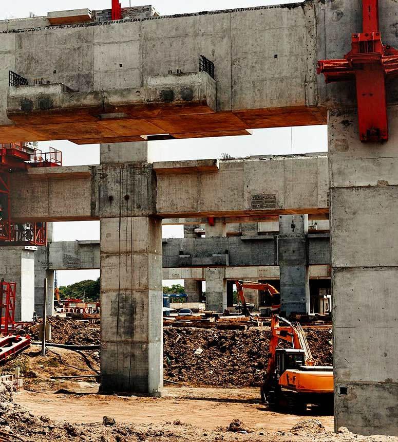 Construção e infraestrutura para obras industriais com maquinário pesado Monsanta